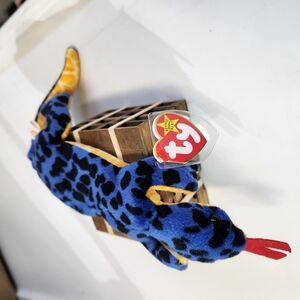 Ty Blue and Yellow Plush Lizard with Black Spots Vintage 1995